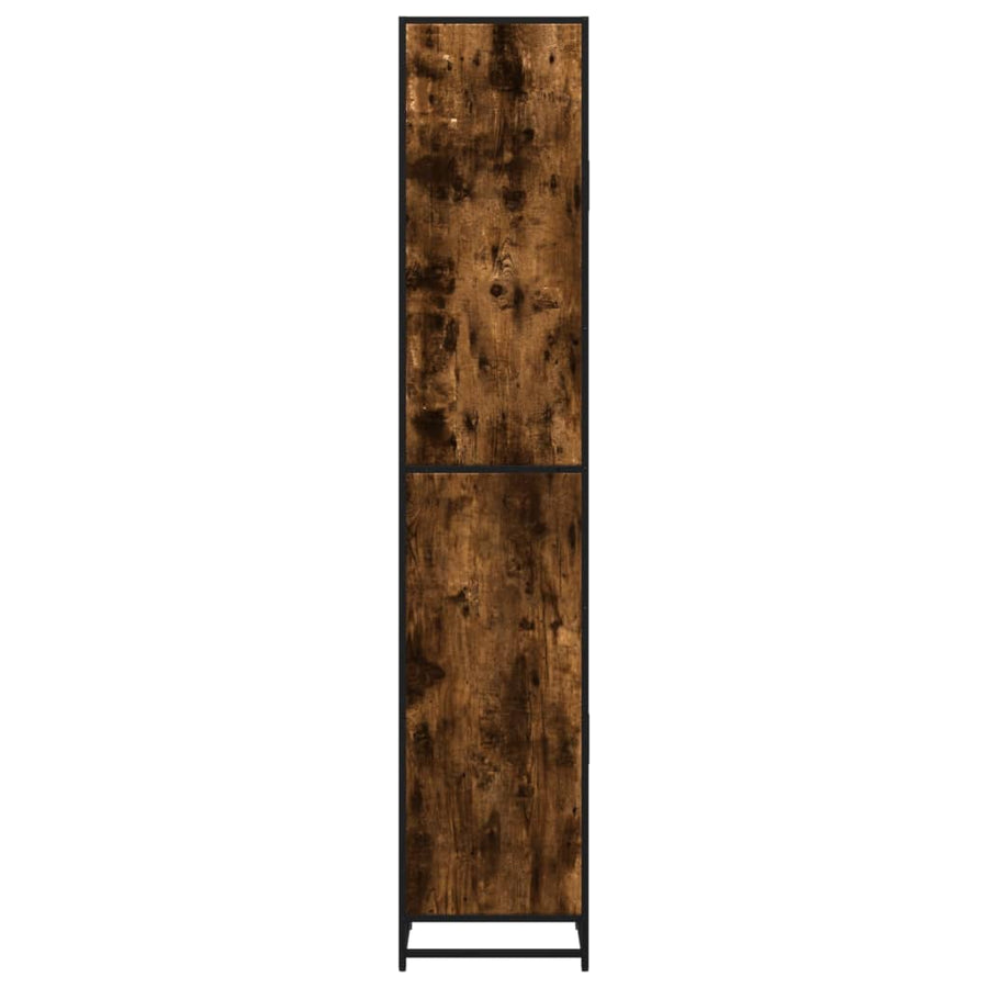 Badkamerkast 35x37,5x188,5 cm hout en metaal gerookt eikenkleur