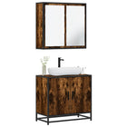 2-Piece Bathroom Cabinet Set Engineered Wood Smoked Oak