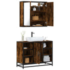 2-Piece Bathroom Cabinet Set Engineered Wood Smoked Oak