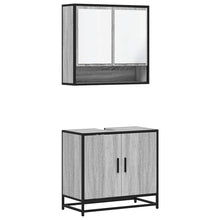 2-delige Badkamermeubelset bewerkt hout grijs sonoma eikenkleur
