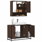 2-Piece Bathroom Cabinet Set engineered wood brown oak