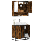 2-Piece Bathroom Cabinet Set Engineered Wood Smoked Oak