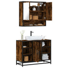 2-Piece Bathroom Cabinet Set Engineered Wood Smoked Oak