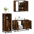 3-Piece Bathroom Furniture Set Engineered Wood Smoked Oak