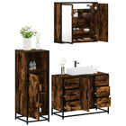 3-Piece Bathroom Furniture Set Engineered Wood Smoked Oak
