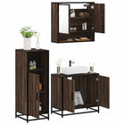 3-Piece Bathroom Furniture Set Engineered Wood Brown Oak