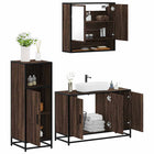 3-Piece Bathroom Furniture Set Engineered Wood Brown Oak