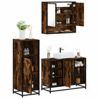 3-Piece Bathroom Furniture Set Engineered Wood Smoked Oak