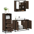 3-Piece Bathroom Furniture Set Engineered Wood Brown Oak