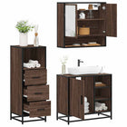 3-Piece Bathroom Furniture Set Engineered Wood Brown Oak