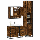 3-Piece Bathroom Furniture Set Engineered Wood Smoked Oak