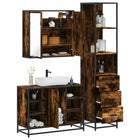 3-Piece Bathroom Furniture Set Engineered Wood Smoked Oak Colour