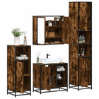 4-Piece Bathroom Furniture Set Engineered Wood Smoked Oak