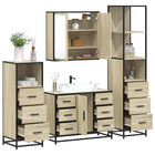 4-Piece Bathroom Furniture Set Engineered Wood Sonoma Oak
