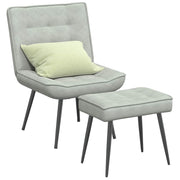 Relaxstoel met voetenbank fluweel lichtgrijs 64x74x84 cm