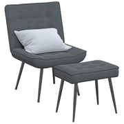 Relaxstoel met voetenbank fluweel donkergrijs 64x74x84 cm