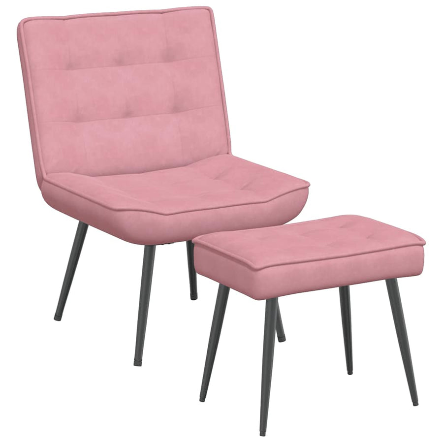 Relaxstoel met voetenbank fluweel roze
