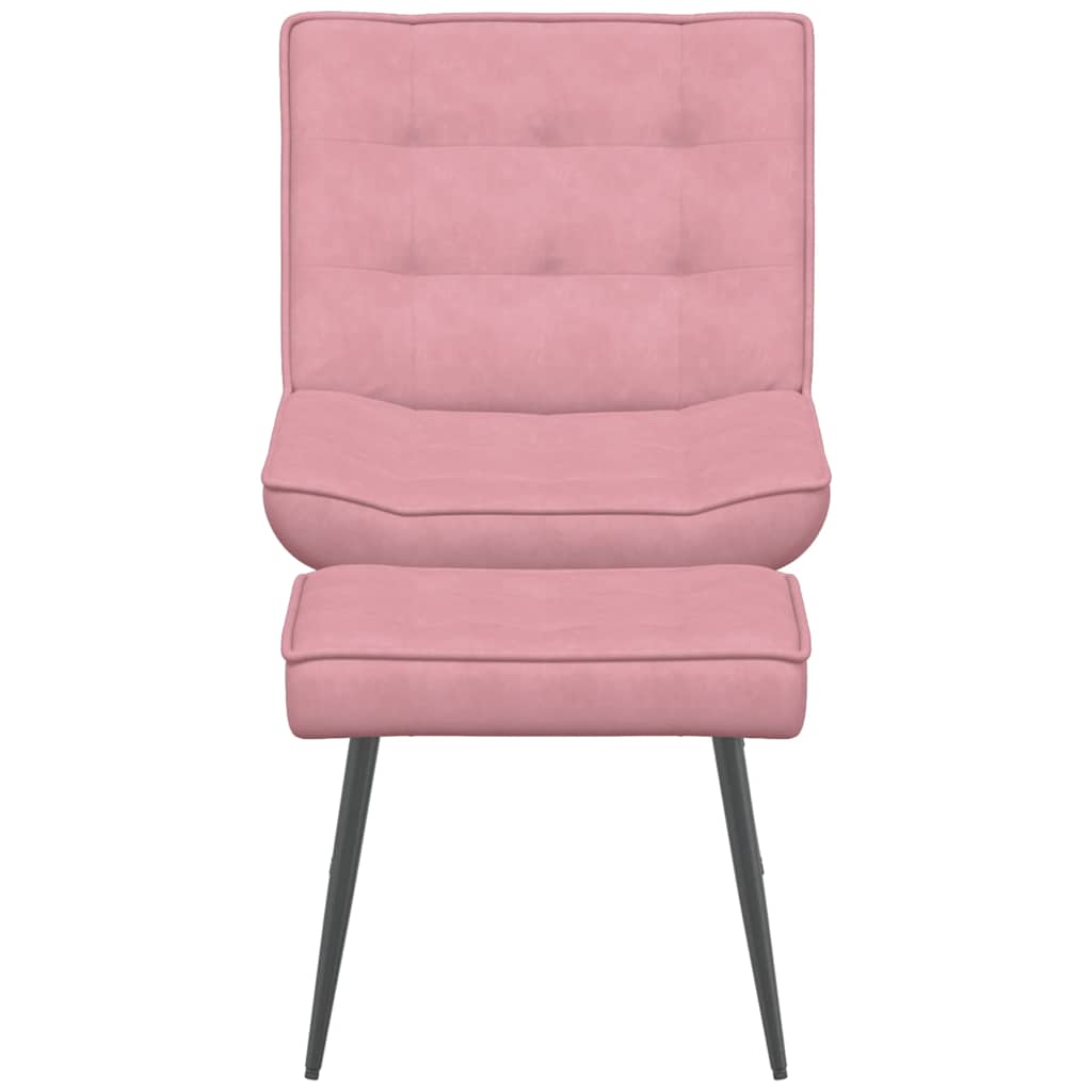 Relaxstoel met voetenbank fluweel roze