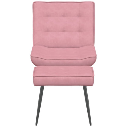 Relaxstoel met voetenbank fluweel roze
