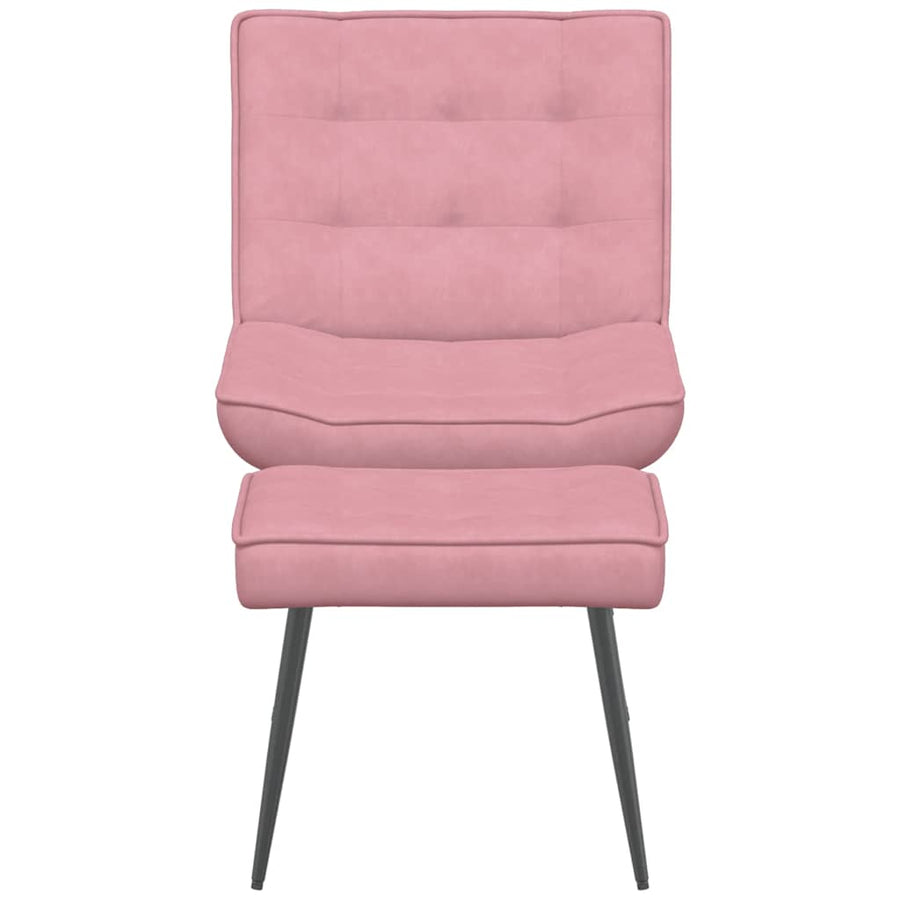 Relaxstoel met voetenbank fluweel roze