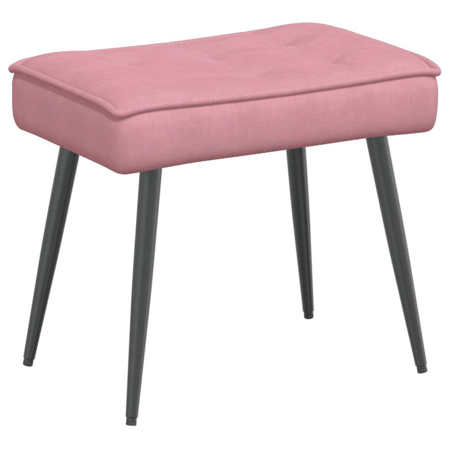 Relaxstoel met voetenbank fluweel roze