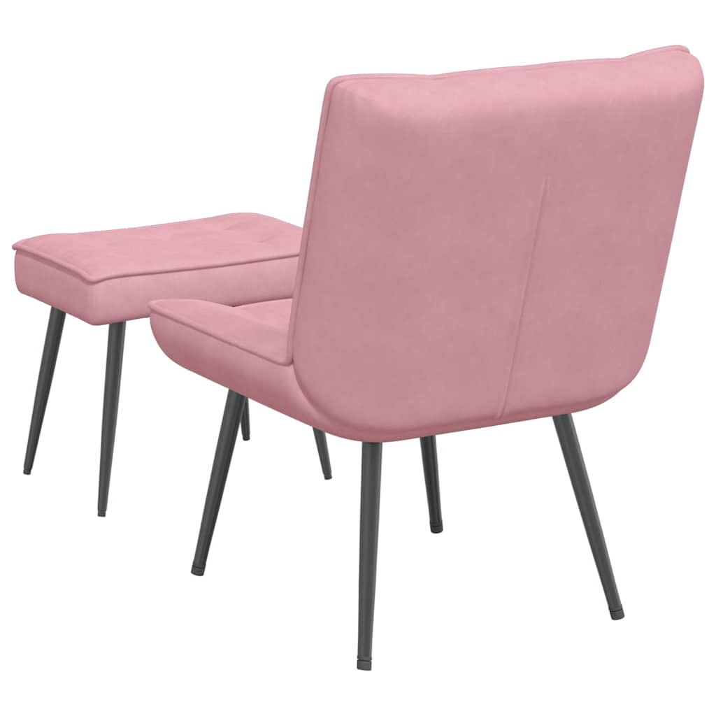 Relaxstoel met voetenbank fluweel roze