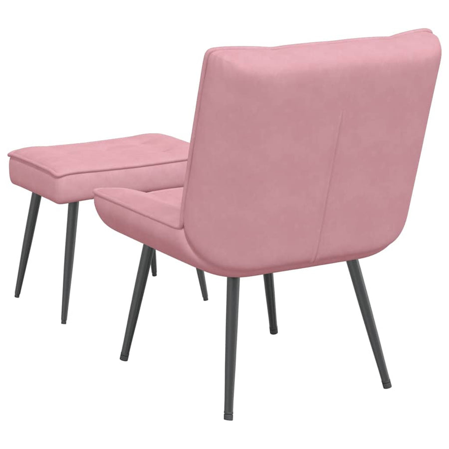 Relaxstoel met voetenbank fluweel roze