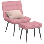 Relaxstoel met voetenbank fluweel roze 64x74x84 cm