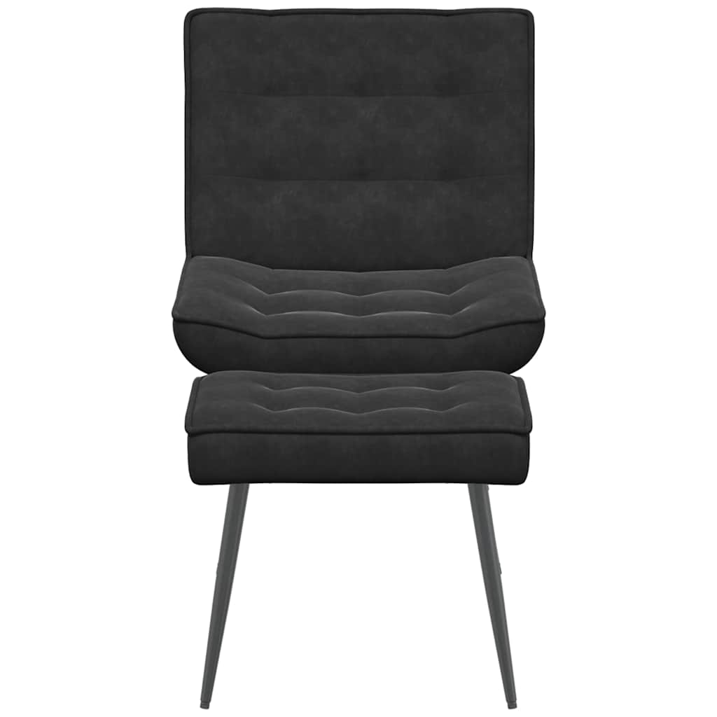 Relaxstoel met voetenbank fluweel zwart