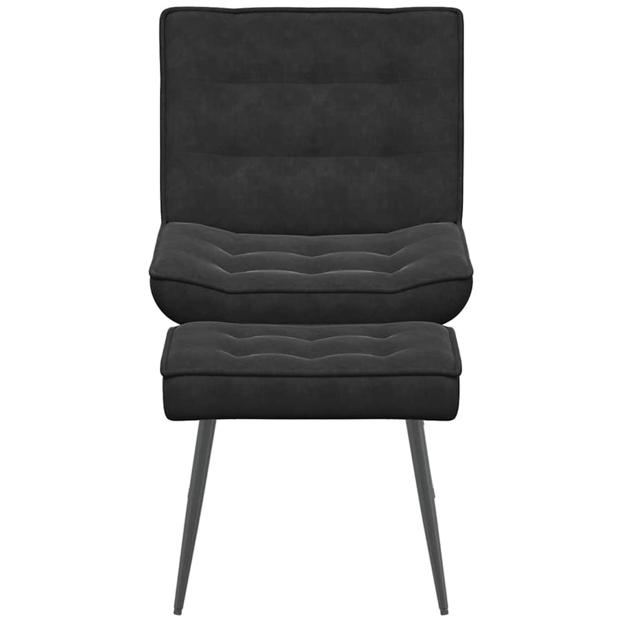 Relaxstoel met voetenbank fluweel zwart