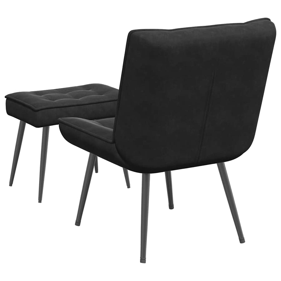 Relaxstoel met voetenbank fluweel zwart