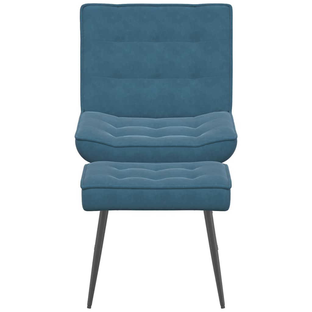 Relaxstoel met voetenbank fluweel blauw