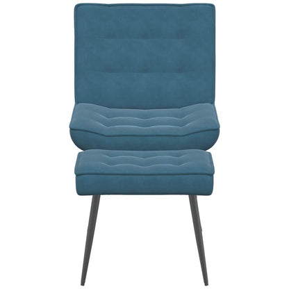 Relaxstoel met voetenbank fluweel blauw