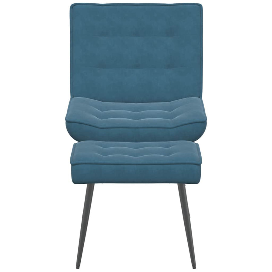 Relaxstoel met voetenbank fluweel blauw