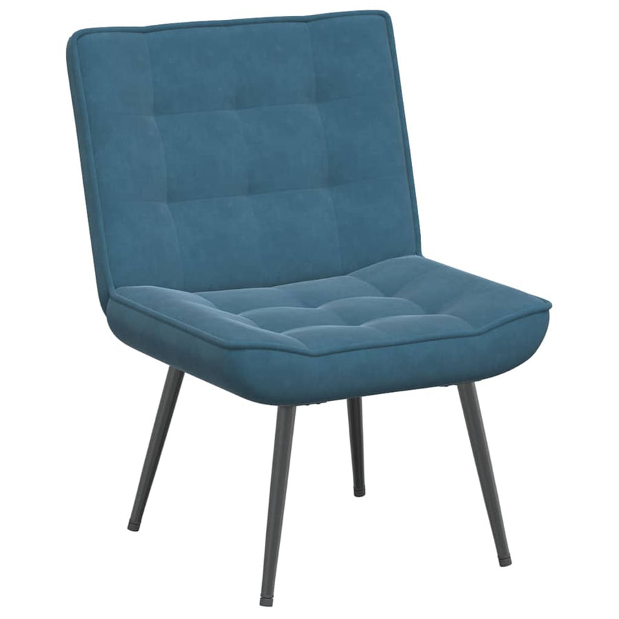 Relaxstoel met voetenbank fluweel blauw
