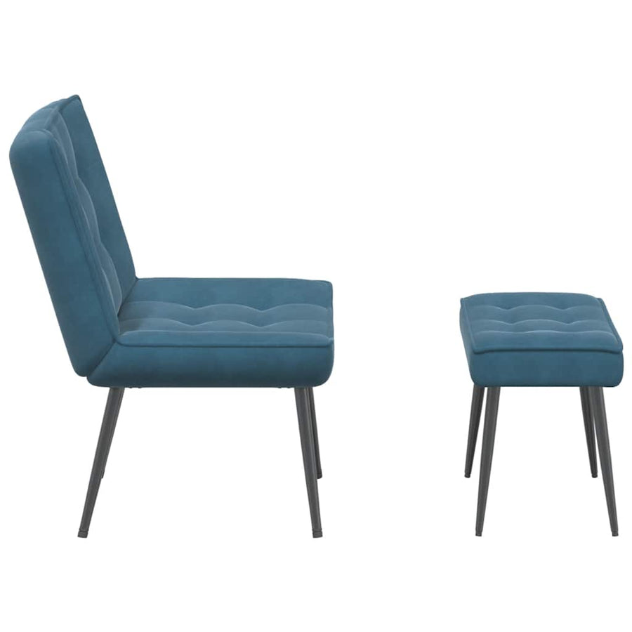 Relaxstoel met voetenbank fluweel blauw