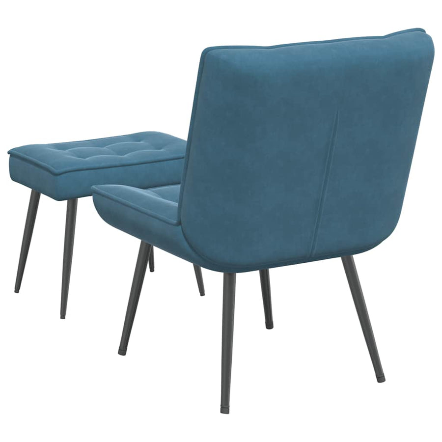 Relaxstoel met voetenbank fluweel blauw