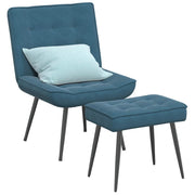 Relaxstoel met voetenbank fluweel blauw 64x74x84 cm