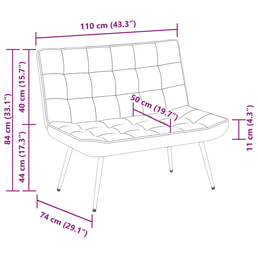 Bankje 110x74x84 cm fluweel geel