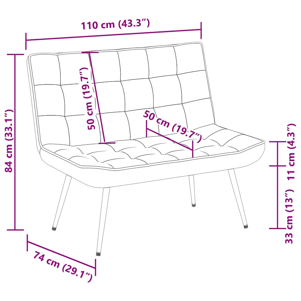 Bankje 110x74x84 cm fluweel bruin