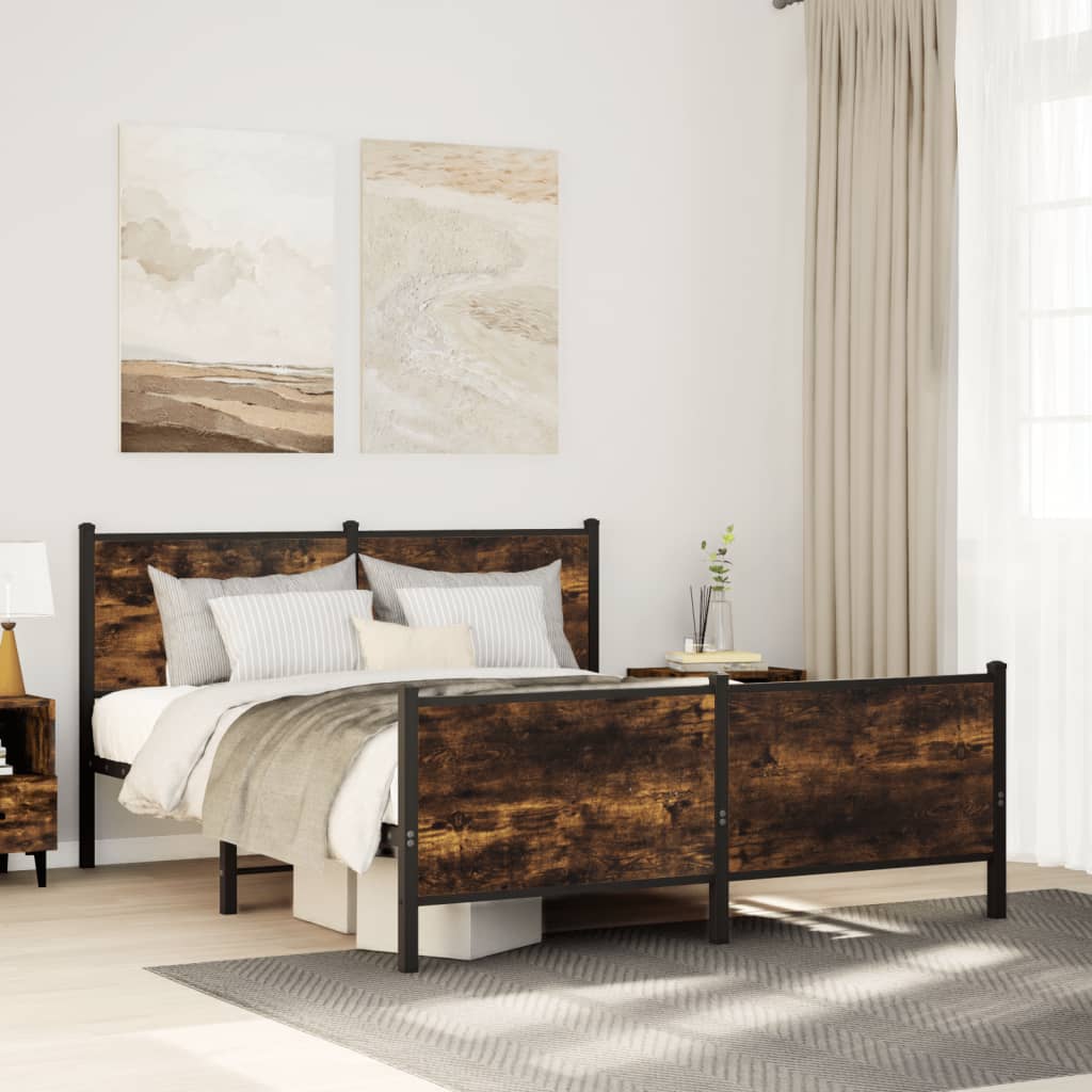 Bedframe zonder matras metaal gerookt eikenkleurig 140x190 cm