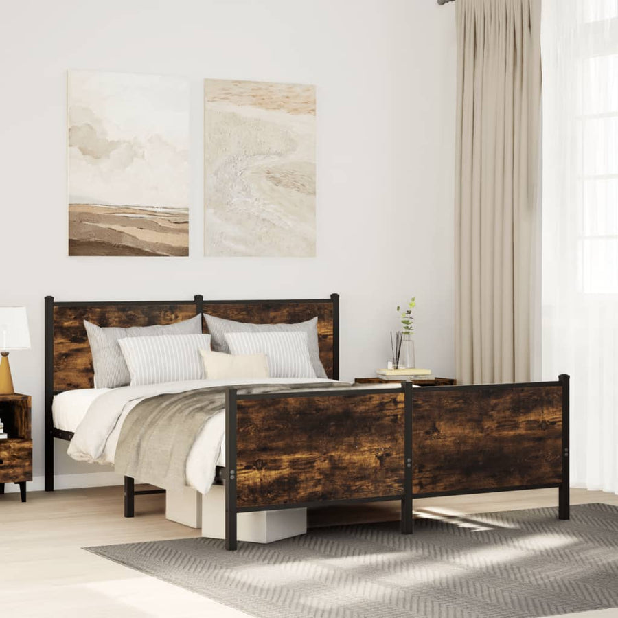 Bedframe zonder matras metaal gerookt eikenkleurig 140x190 cm