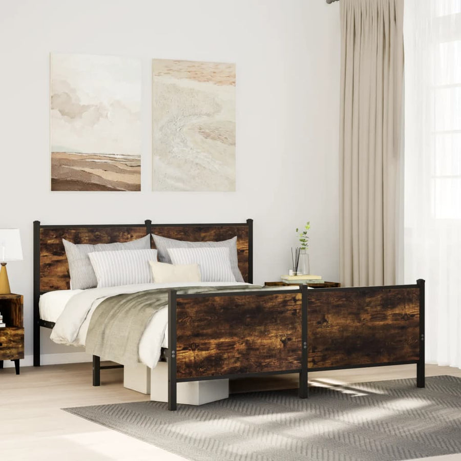 Bedframe zonder matras metaal gerookt eikenkleurig 140x200 cm