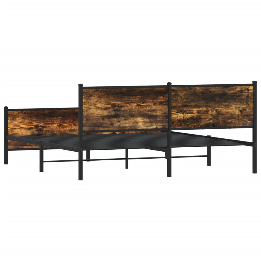 Bedframe zonder matras metaal gerookt eikenkleurig 183x213 cm