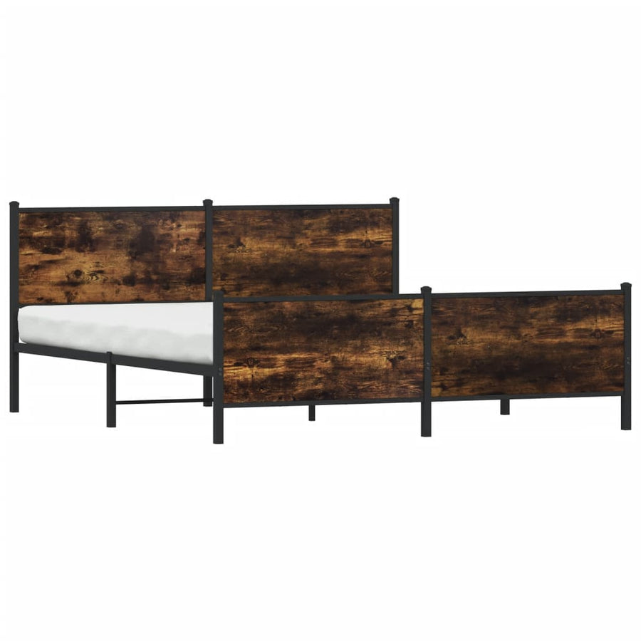 Bedframe zonder matras metaal gerookt eikenkleurig 193x203 cm