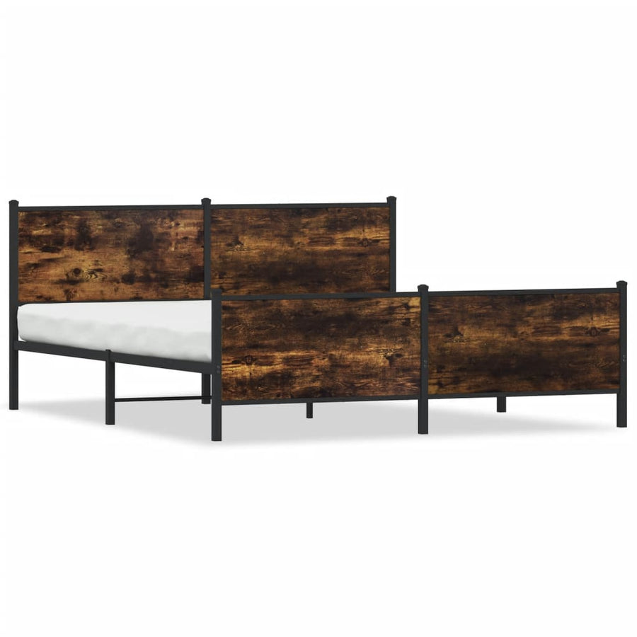 Bedframe zonder matras metaal gerookt eikenkleurig 193x203 cm