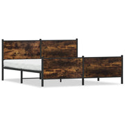 Bedframe 200x200 cm metaal gerookt eiken