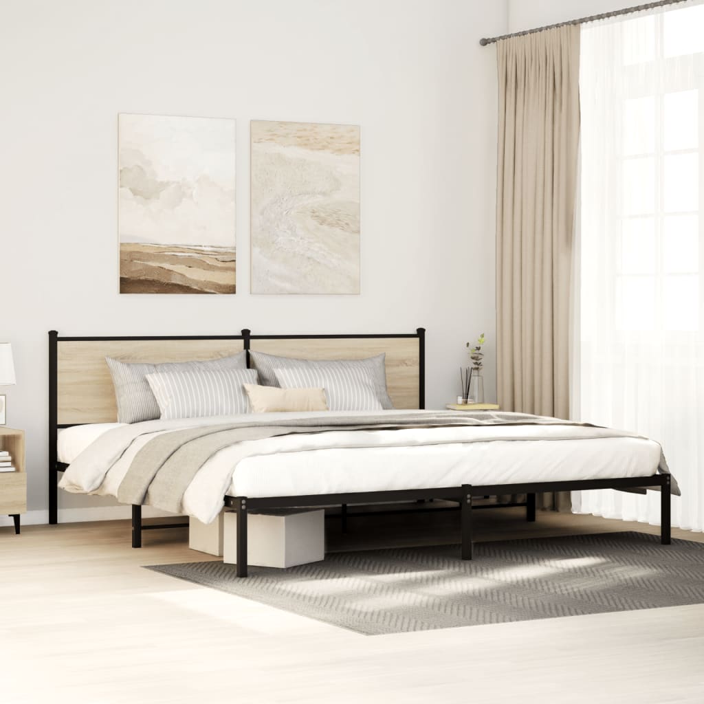 Bedframe zonder matras metaal sonoma eikenkleur 200x200 cm