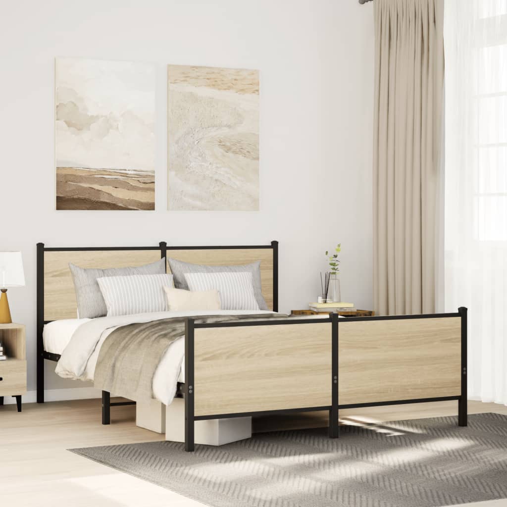 Bedframe zonder matras metaal sonoma eikenkleurig 140x190 cm