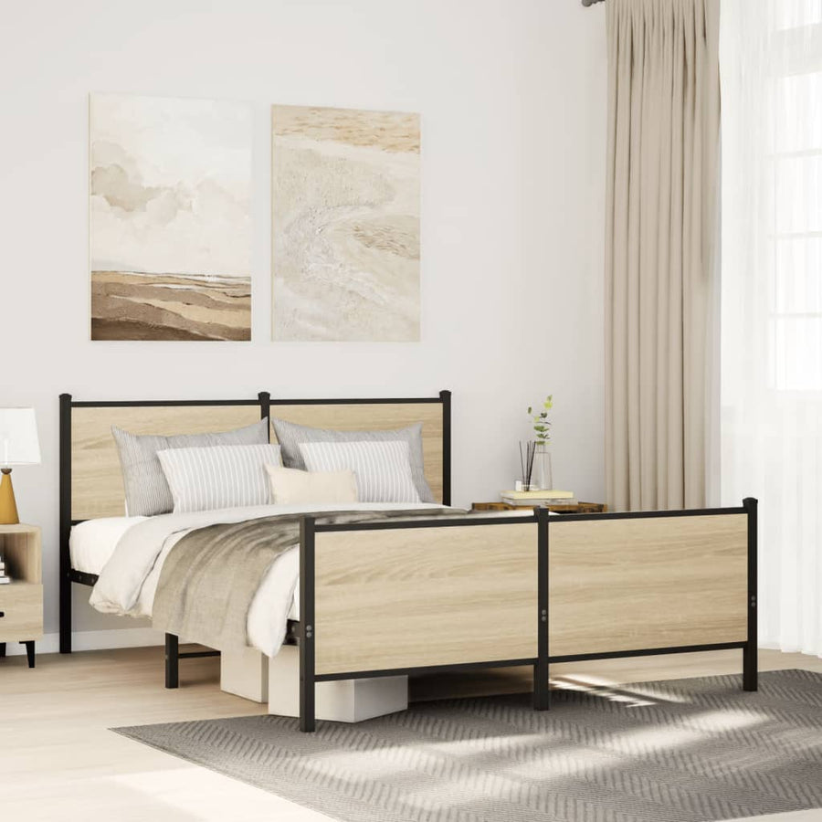 Bedframe zonder matras metaal sonoma eikenkleurig 140x190 cm